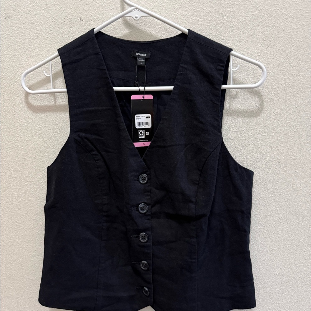 Express Black Linen Vest